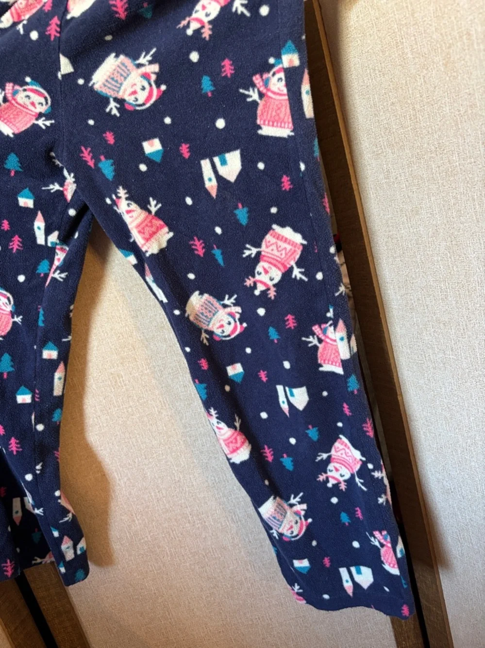 Cat & Jack Girls Navy Snowman Fleece Pajama Pants 5T